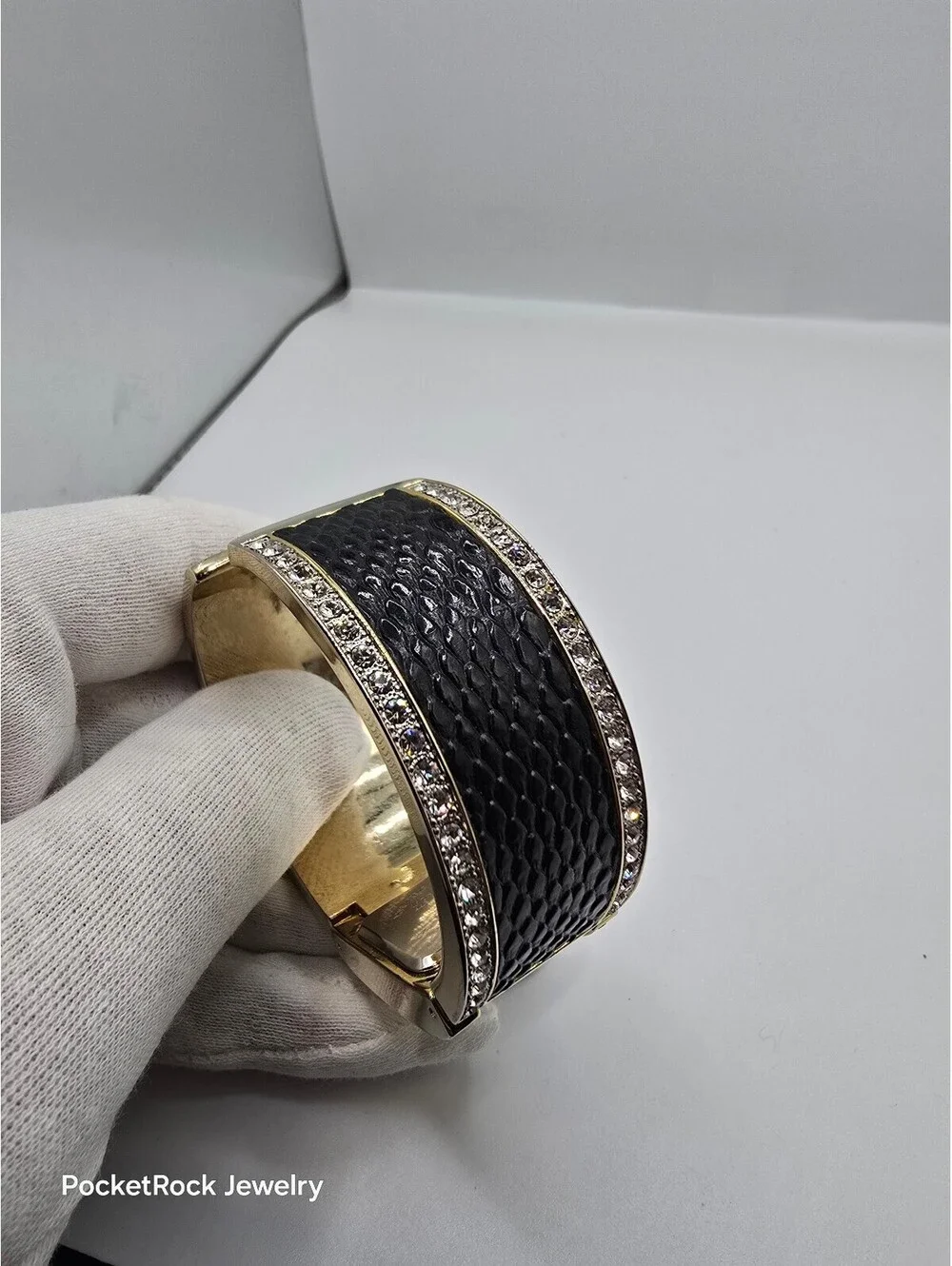 Embassy by Gruen Women’s Quartz Rectangle Analog White Dial Gold Black Bangle